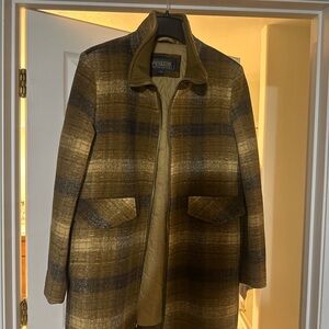 Pendleton Brown and Tan Plaid Trench Coat